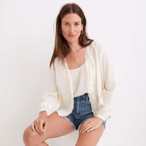 Madewell Eyelet Trim Set Top Lighthouse Beige Large Women